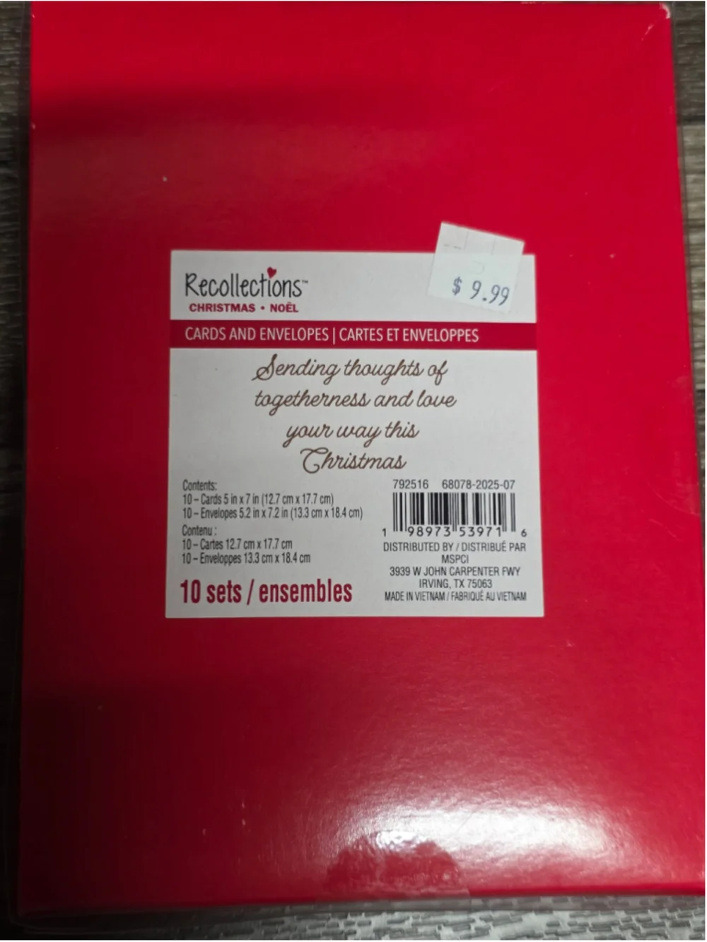 Recollections Christmas Cards and Envelopes Set, One Size, Red and Brown